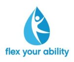 A human figure is dancing in a water droplet shape. The words flex your ability are written below.
