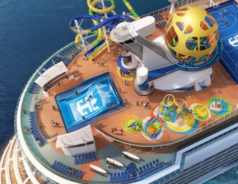 The deck of a Royal Caribbean cruise ship.