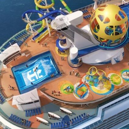 The deck of a Royal Caribbean cruise ship.