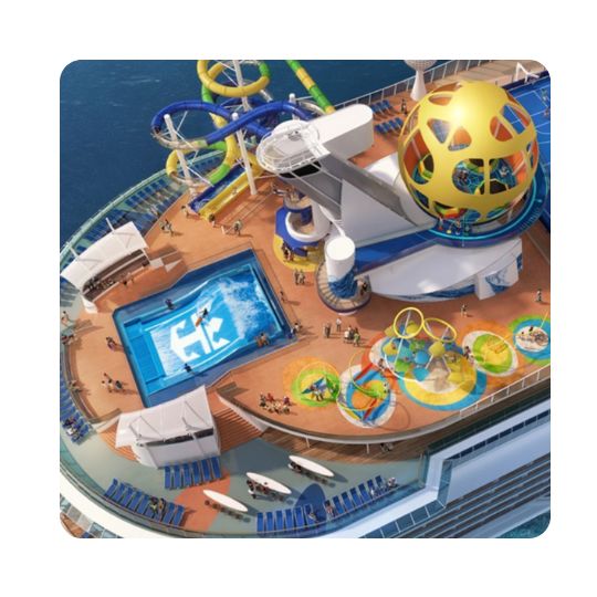 The deck of a Royal Caribbean cruise ship.