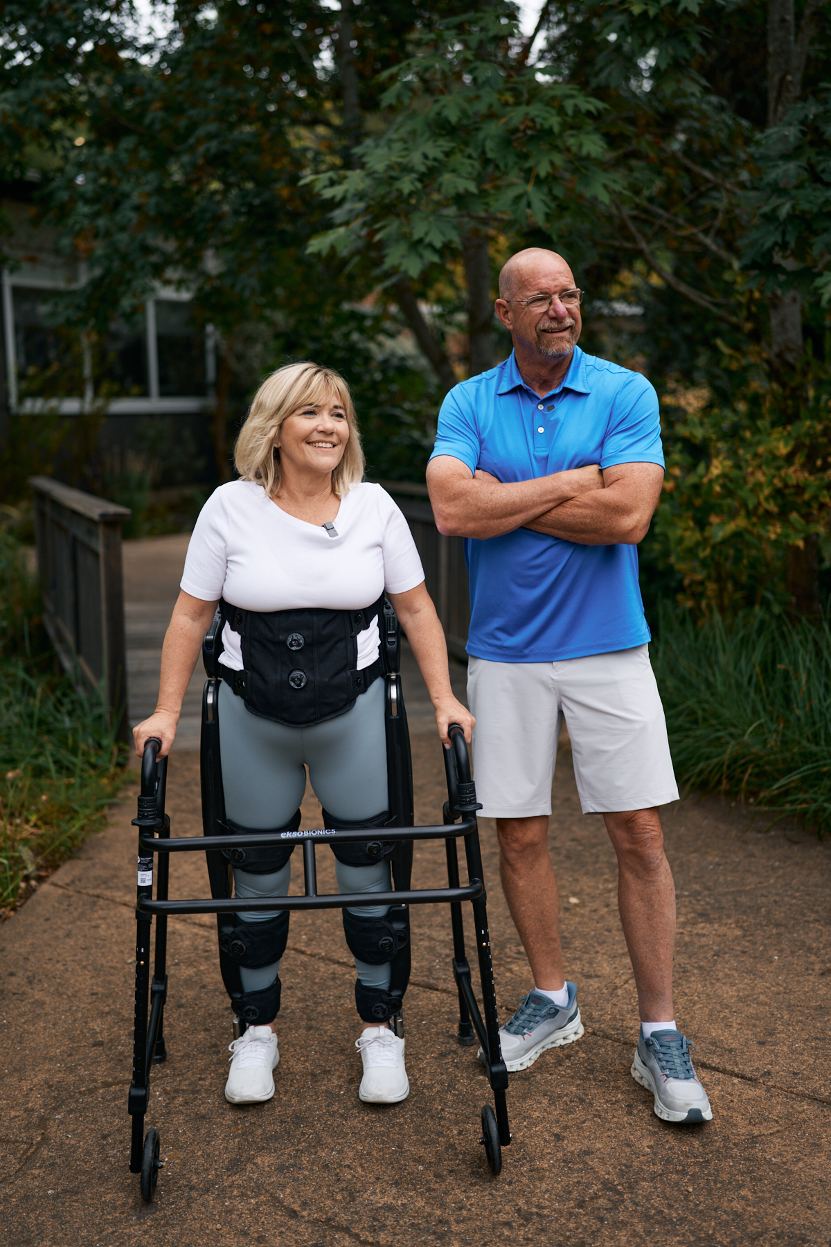 Woman wearing Ekso Bionics skeleton