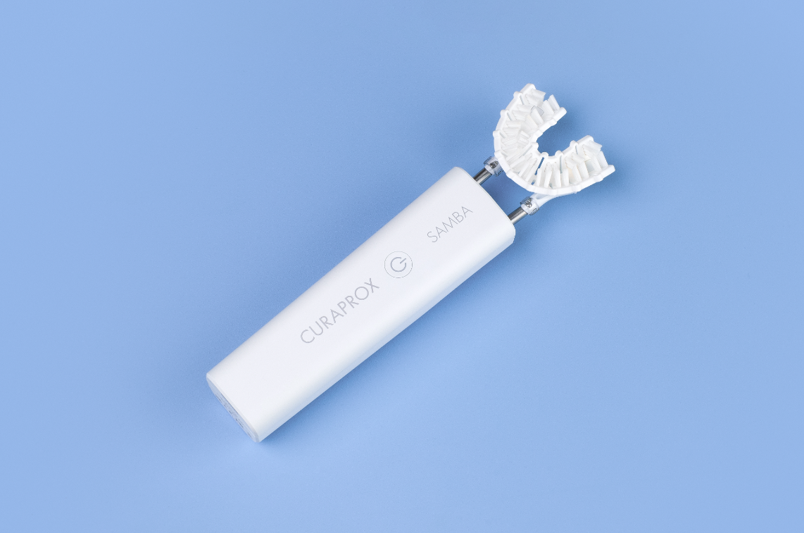 The Samba robotic toothbrush with U-shaped bristles.