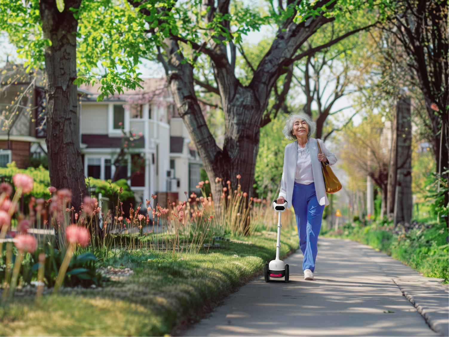 Woman uses Glide tool on outdoor walk