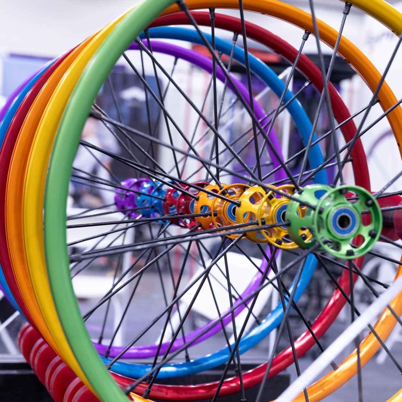 Spinergy Wheels in a rainbow of vibrant colors.