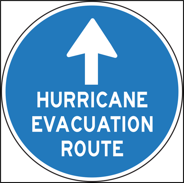 Image that says 'Hurricane Evacuation Route'