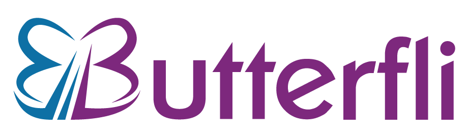 Blue and purple Butterfli logo