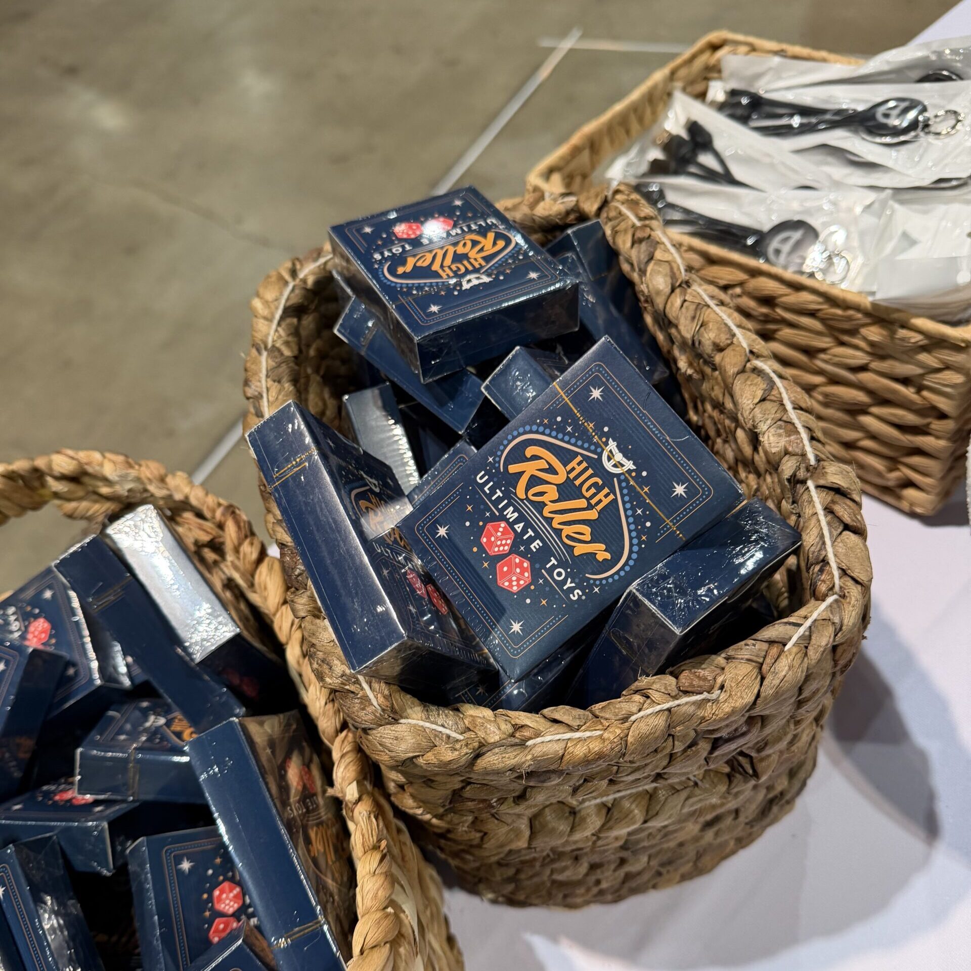 A basket of Ultimate Toys playing cards