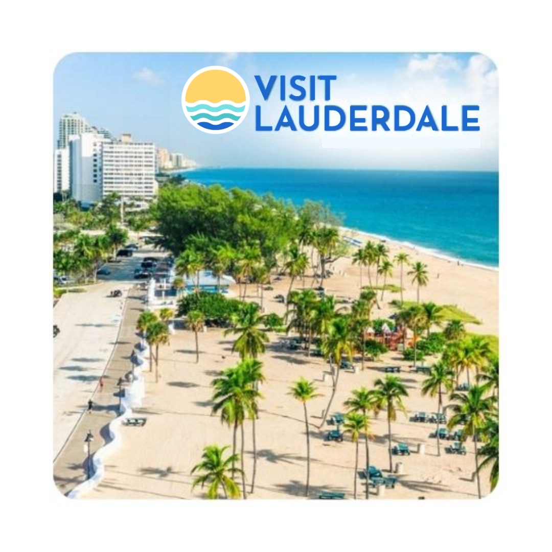 Photo of the Ft. Lauderdale shoreline with the Visit Lauderdale logo.