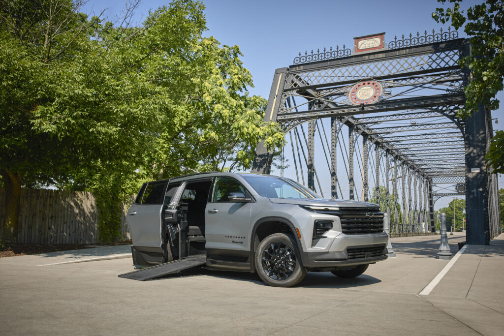 The Next Gen Traverse vehicle is shown in front of a bridge