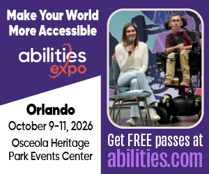 Banner ad for Abilities Expo Orlando on October 9-11 with an image of Squirmy and Grubs
