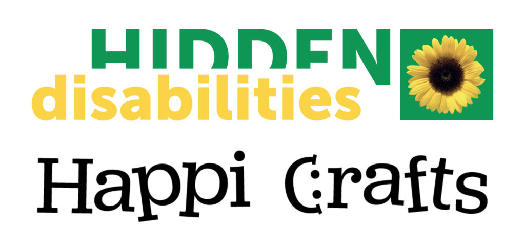 Hidden Disabilties Sunflower and Happi Crafts logos combined